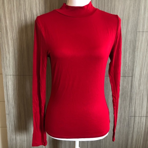 Ambiance Tops - Mock neck long sleeve top NEW